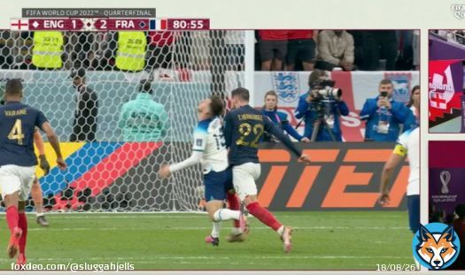 Clear penalty on Theo Hernandez.   Laughable #ENGFRA