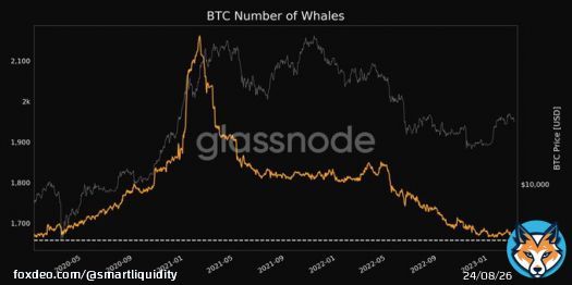 Amount #Bitcoin wallets (with a balance > 1000 #BTC) continues to fall over the past weeks, the value has decreased from 2000 to 1658 addresses (three-year minimum).  Gents decides to sell without waiting for new highs. Interesting actions, given that halving is very soon