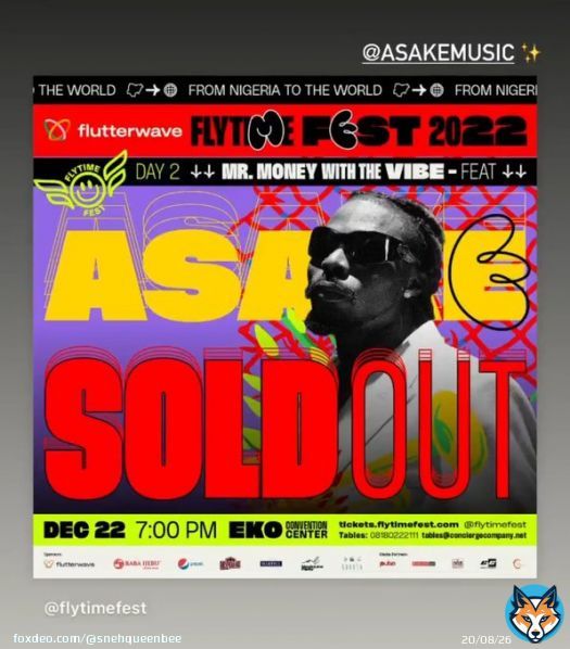 Asake's concert in Lagos, Nigeria has been sold out.