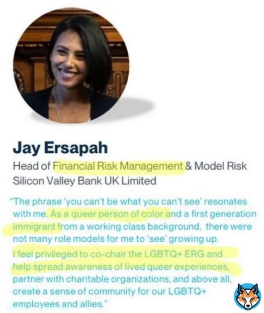 Maybe try focusing on actual banking. This DEI Exec cashed out and can&rsquo;t even be found right now. How did she fool everyone? She knew she just had to spout the rhetoric. As long as she walked the political line she would get paid. #Bankcollapse