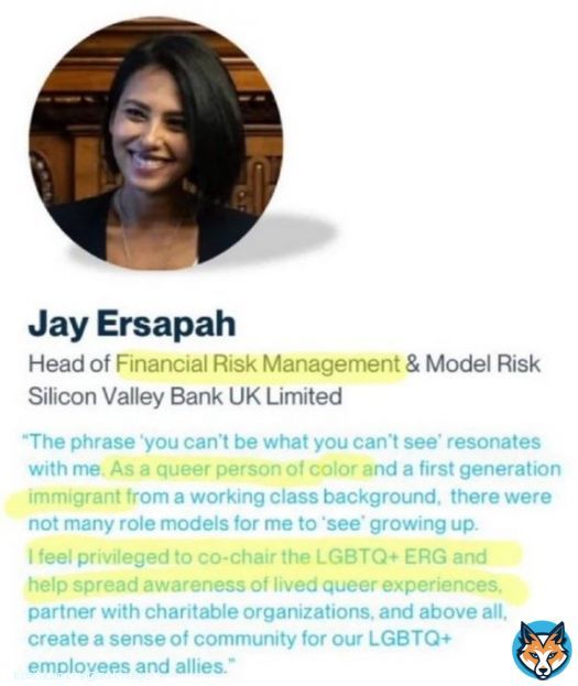 Maybe try focusing on actual banking. This DEI Exec cashed out and can&rsquo;t even be found right now. How did she fool everyone? She knew she just had to spout the rhetoric. As long as she walked the political line she would get paid. #Bankcollapse