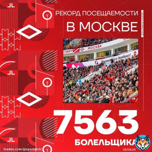В итоге 7563 болельщика на матче против ЦСКА в &laquo;Мегаспорте&raquo;!  &laquo;Спартак&raquo; установил рекорд посещаемости нового сезона среди московских команд!   Москва &mdash; красно-белая!