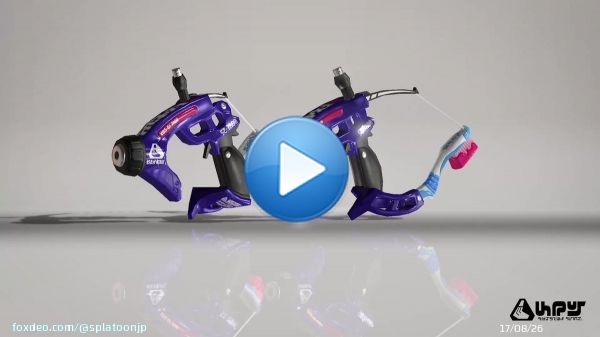 これは「スパッタリー・ヒュー」。 スパッタリーの別のスタイルを提案するモデルだ。 サブウェポンの「トーピード」で隙を作ったり、スペシャルウェポンの「サメライド」で一気に懐に飛び込んだりと、持ち味の接近戦に持ち込む手段が充実している。 奥に残った相手も逃さず、スッキリケアしよう。