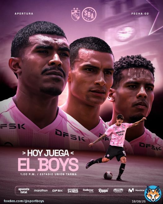HOY JUEGA EL PRIMER CAMPEÓN 1:00 p.m. Estadio Unión Tarma Tarma ADT Consigue tus entradas virtuales, Tribuna Rosada VIP y banderolas en  #VamosBoysTodaLaVida