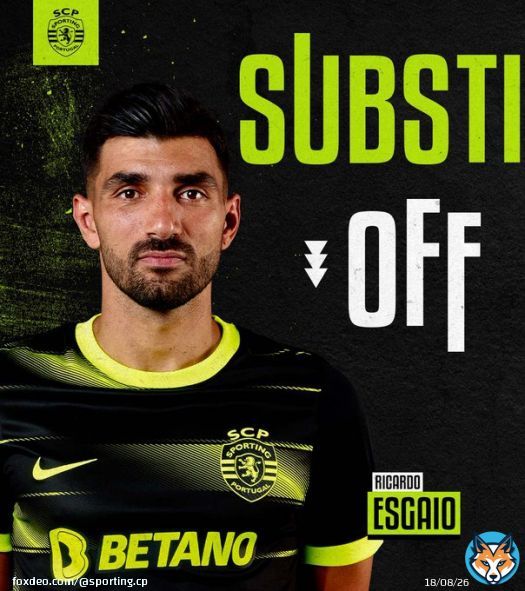 75' Nova altera&ccedil;&atilde;o na nossa equipa    Ricardo Esgaio   Jovane Cabral  #RAFCSCP | 0-0 | #LigaPortugal #DiaDeSporting