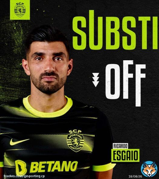 75' Nova altera&ccedil;&atilde;o na nossa equipa    Ricardo Esgaio   Jovane Cabral  #RAFCSCP | 0-0 | #LigaPortugal #DiaDeSporting