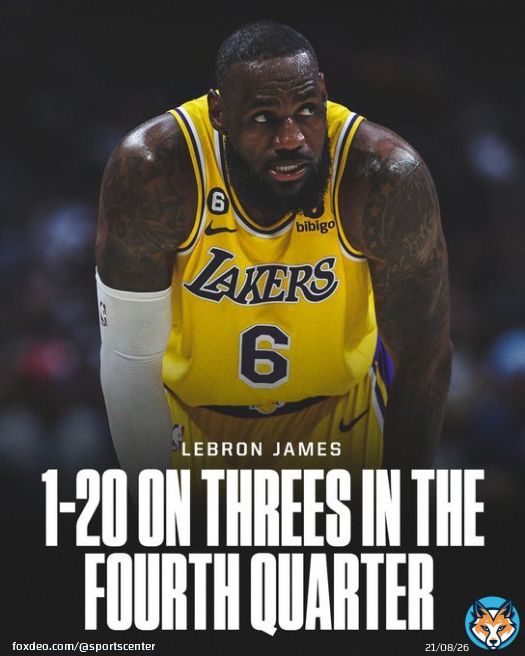 LeBron James has missed 19 straight threes in the fourth quarter this postseason.