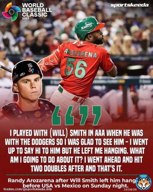 Team Mexico OF Randy Arozarena on USA catcher, Will Smith snubbing his fist pumps when walking to the plate   #WorldBaseballClassic #WBC #MLB