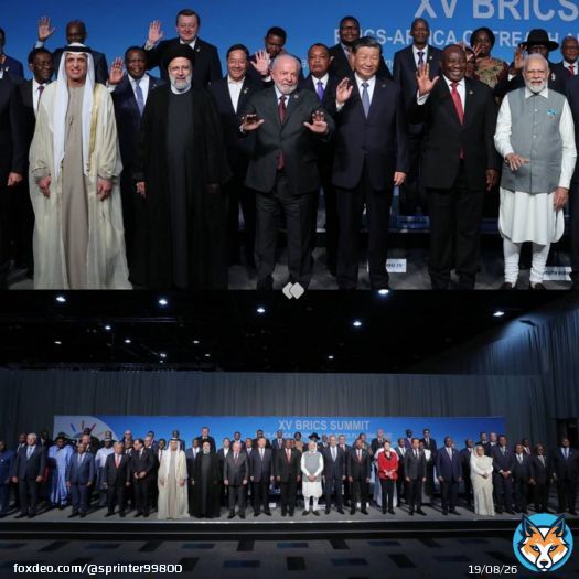 Group photo of heads of state at the BRICS Plus meeting