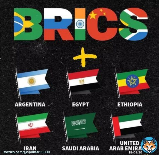 The new BRICS members will be Saudi Arabia, Argentina, the United Arab Emirates, Iran and Egypt.