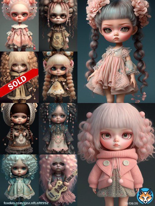 Dolls don't grow up, but the memories we had with them remain.  Tiny dolls.Items:9 items left Price: 3 MATIC Link opensea  #NFT #nfts #NFTAirdrop #NFTCollection #OpenSeaNFT #matic #Polygon #PolygonNFTs #Openseanfts #collector #opensea #nftcollector ##Girlfights
