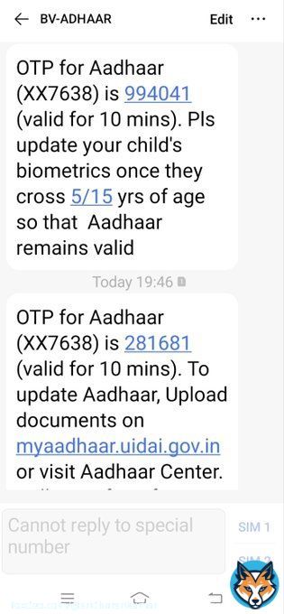 Yo @UIDAI what is happening at your end? I am getting tons of SMS asking me to update my details which I never asked for along with OTP #. Is this a new type of scam? #Aadhaar @Aadhaar_Care @GoI_MeitY