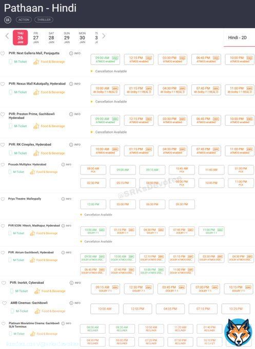 PATHAAN ADVANCE OPEN With a Bang    All the theatres are going to be housefull within 24 hours.. Hyderabad is crazily excited for PATHAAN.  #ShahRukhKhan #PathaanAdvanceBookings
