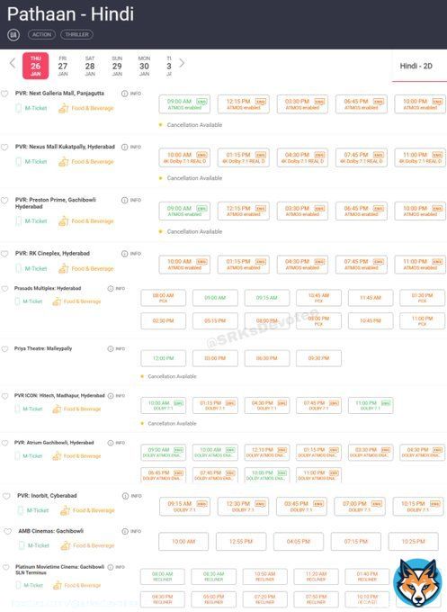 PATHAAN ADVANCE OPEN With a Bang    All the theatres are going to be housefull within 24 hours.. Hyderabad is crazily excited for PATHAAN.  #ShahRukhKhan #PathaanAdvanceBookings