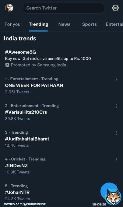 ONE WEEK FOR PATHAAN is trending at King's position  MAUSAM BLOCKBUSTER HO CHUKA HAI   #Pathaan #PathaanTrailer #ShahRukhKhan