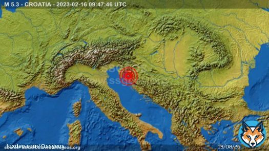 Widely felt #earthquake M 5.3 - CROATIA - 2023-02-16 09:47:46 UTC