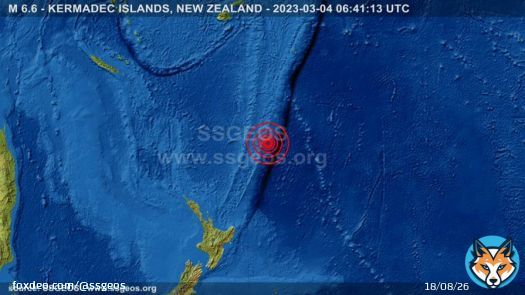 #earthquake M 6.6 - KERMADEC ISLANDS, NEW ZEALAND - 2023-03-04 06:41:13 UTC