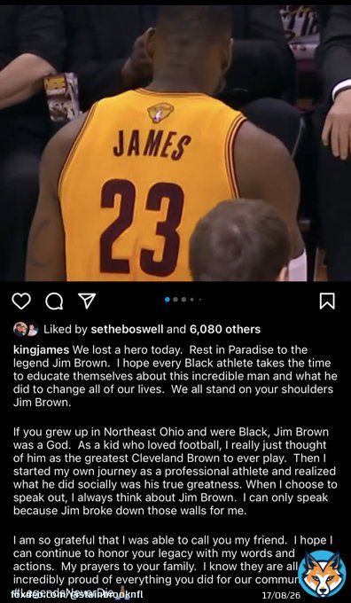 LeBron James pays respect to #Browns Jim Brown on Instagram: