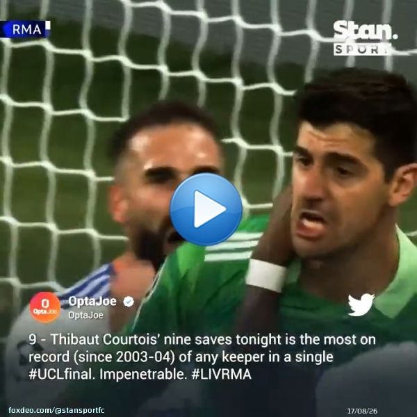 Thibaut Courtois is only the 3rd goalkeeper to ever be named Man of the Match for a #UCLFinal  Here's how he claimed the accolade.    #StanSportAU | #LIVRMA