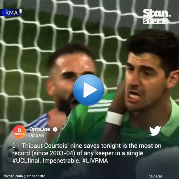 Thibaut Courtois is only the 3rd goalkeeper to ever be named Man of the Match for a #UCLFinal  Here's how he claimed the accolade.    #StanSportAU | #LIVRMA