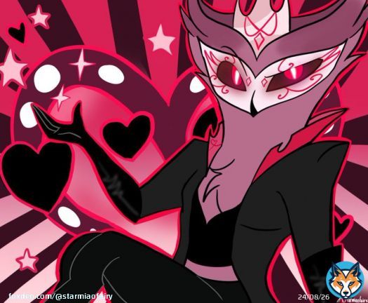 I drew a pin up playmat/poster design for Stolas&rsquo; father Paimon #ValentinesDay #ValentinesDay2023 #HelluvaBoss #PaimonHelluvaBoss