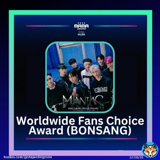 Congratulations to @Stray_Kids for winning 'Worldwide Fan's Choice' (Bonsang) and Yogibo Chill Artist at the 2022 MAMA Awards!   MANIAC ONES HAVE ARRIVED #StrayKidsAt2022MAMA #スキズMAMA大阪上陸 #스트레이키즈_2022MAMA