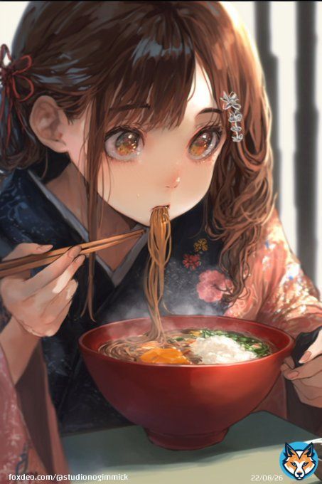 年越しそば AIさんほんと麺類食べるの上手くなったよね #midjourney #nijijourney #NovelAI  #AI #AIart