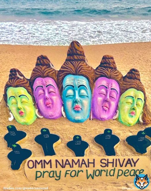 On this auspicious occasion of #MahaShivratri, My SandArt at Puri Beach in Odisha with message #OmmNamahShivay .We Pray For World Peace. #HappyMahashivratri2023