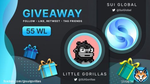 Big Gorilla Announcement    Proud to announce we have partnered up with @SuiGlobal to Create a HUGE Giveaway!   55 Gorilla Spots    Go to    Complete all task.   Claim Rewards.  10 Days   #SUI #SuiEcosystem #SuiNFTs #Suinami