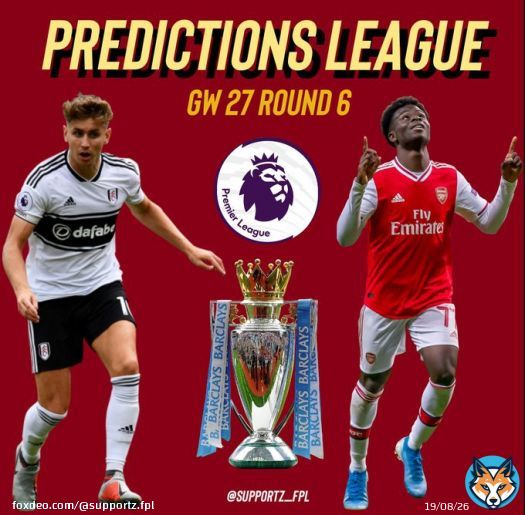 GW27 Predictions  Bournemouth vs Liverpool Leicester vs Chelsea Crystal Palace vs Man City Fulham vs Arsenal Newcastle vs Wolves  Please likeand retweetif possible  Deadline:  Kickoff  Good Luck  Thanks for playing  Rules