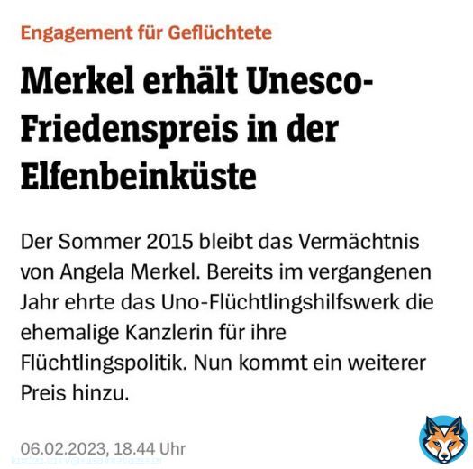 2,2 MILLIARDEN &euro; an die UN-Sonderorganisation WHO f&uuml;r &bdquo;Pandemie-Bek&auml;mpfung&ldquo; gespendet zu haben sichert Merkel laufende UN-Auszeichnungen f&uuml;r ihr Totalversagen 2015.  Auch eine gro&szlig;z&uuml;gige Entlohnung f&uuml;r Merkels etwaige Posten bei der UN wurde dar&uuml;ber 2021 sichergestellt.  @CDU