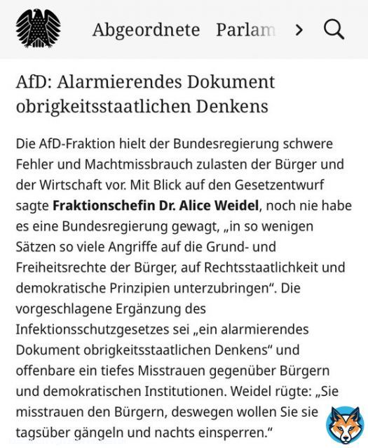 Die Bundestagsdebatte zur Bundesnotbremse vom 16. April 2021 f&uuml;hrt anschaulich vor Augen, wer Demokratie, Grundrechte, den F&ouml;deralismus und die Gerichtsbarkeit abgeschafft hat in !   Die AfD hat diese vehement verteidigt!   @AfD @Alice_Weidel #Merkel @CDU @OlafScholz @spdde