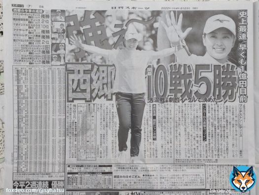 西郷真央さんの記事は７面に！  \ud83d\udc4f \ud83d\udc4f \ud83d\udc4f \ud83d\udc4f \ud83d\udc4f \ud83d\udc4f #おはパソ #ABCラジオ  #小縣裕介 #いがらしあみ  #日刊スポーツ #西郷真央
