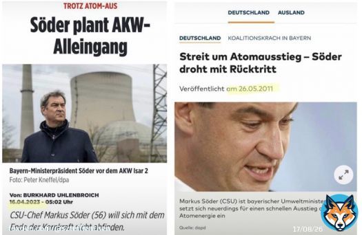 S&ouml;der wollte nach Fukushima zur&uuml;ck treten, wenn 2023 noch ein AKW in Deutschland l&auml;uft. Ein Populist der &uuml;belsten Sorte und ma&szlig;geblich verantwortlich f&uuml;r den Boykott der Energiewende.