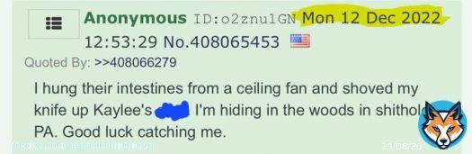 Idaho murderer might have been posting on 4chan. This is pretty wild if it's a coincidence, considering this was posted on the 12th of December.... #Idaho4 #MoscowHomicides #bryankohberger