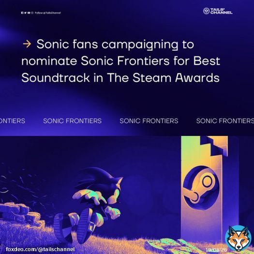 The #SonicFrontiers soundtrack received praise from the community.   Now, #Sonic fans are leading a campaign to nominate it for 'Best Soundtrack' in The @Steam Awards.  The voting period runs until 29 November 2022, and the winners will be announced ed 3 January 2023.  #SonicNews