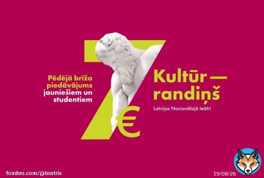 Šovakar uz kultūrrandiņu aicina pats Getsbijs! Ballītes sākums 19:00. Jauniešiem līdz 25 gadu vecumam un studentiem jebkurā vecumā no 17:00 brīvās vietas - tikai 7€.  P.S. Atlaidi izvēlies biļešu grozā! #LieliskaisGetsbijs #kultūrrandiņš
