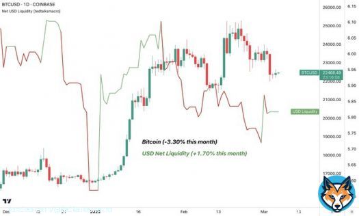 US dollar liquidity is on the rise so far in March (~+100bn inflows)  Liquidity leads, price lags! #Bitcoin