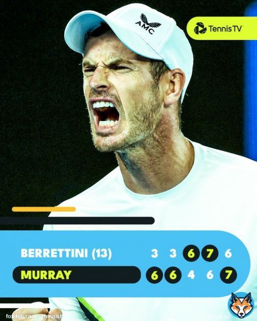 FIGHTER    @andy_murray saves a match point en route to STUNNING Berrettini!  #AusOpen