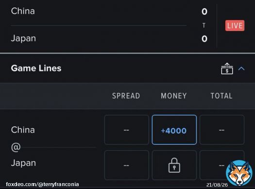 China wants to talk like they&rsquo;re the best in the world but personally I wouldn&rsquo;t let Japan be such a massive favorite against my baseball team that the sportsbook has to lock the odds #WorldBaseballClassic