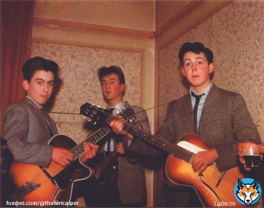 John Lennon was 16 years old here. George Harrison And Paul McCartney were 15.
