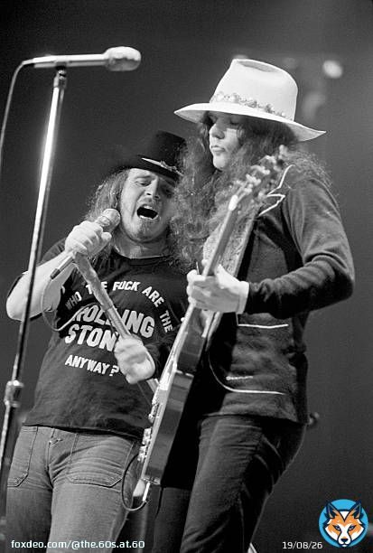 RIP Gary Rossington.  Lynyrd Skynyrd, 1975. Note Ronnie Van Zant&rsquo;s T-shirt.