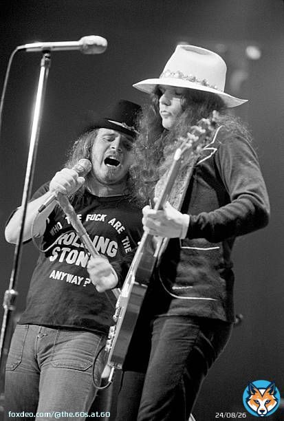 RIP Gary Rossington.  Lynyrd Skynyrd, 1975. Note Ronnie Van Zant&rsquo;s T-shirt.