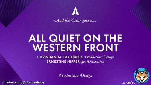 Best Production Design Oscar  'All Quiet on the Western Front'   Congratulations to the talented production design team behind @allquietmovie! #Oscars #Oscars95