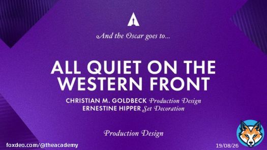 Best Production Design Oscar  'All Quiet on the Western Front'   Congratulations to the talented production design team behind @allquietmovie! #Oscars #Oscars95