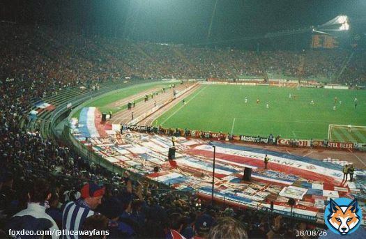 Rangers fans away at Bayern Munich Away, back in 1999.