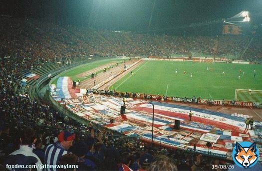 Rangers fans away at Bayern Munich Away, back in 1999.