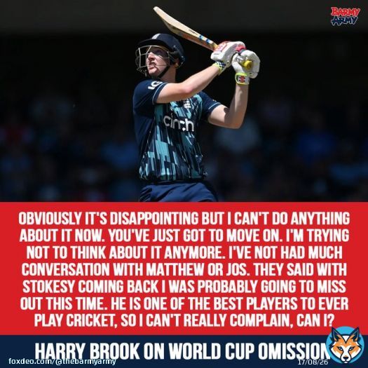 Harry Brook has responded to being left out of England's provisional ODI World Cup squad