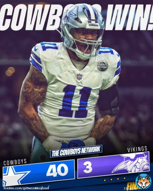 COWBOYS WIN! FINAL SCORE: #Cowboys 40 vs Vikings 3 \u272d