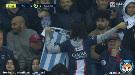 - One PSG fan is showing the people around him who won the World Cup vs France.